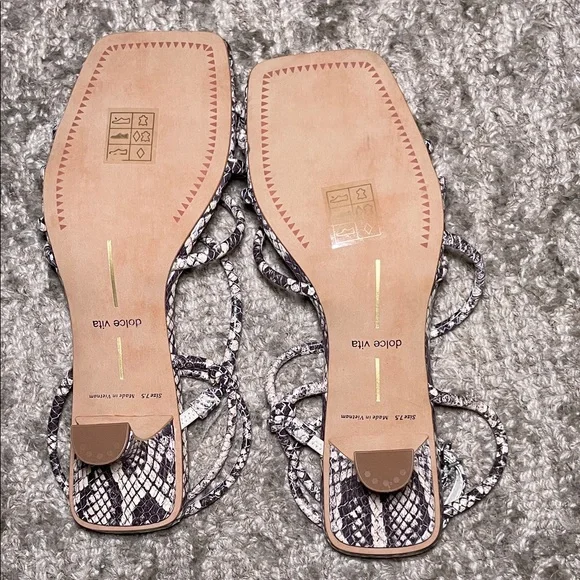 Dolce Vita Snakeskin Strappy Heels - Picture 2 of 5